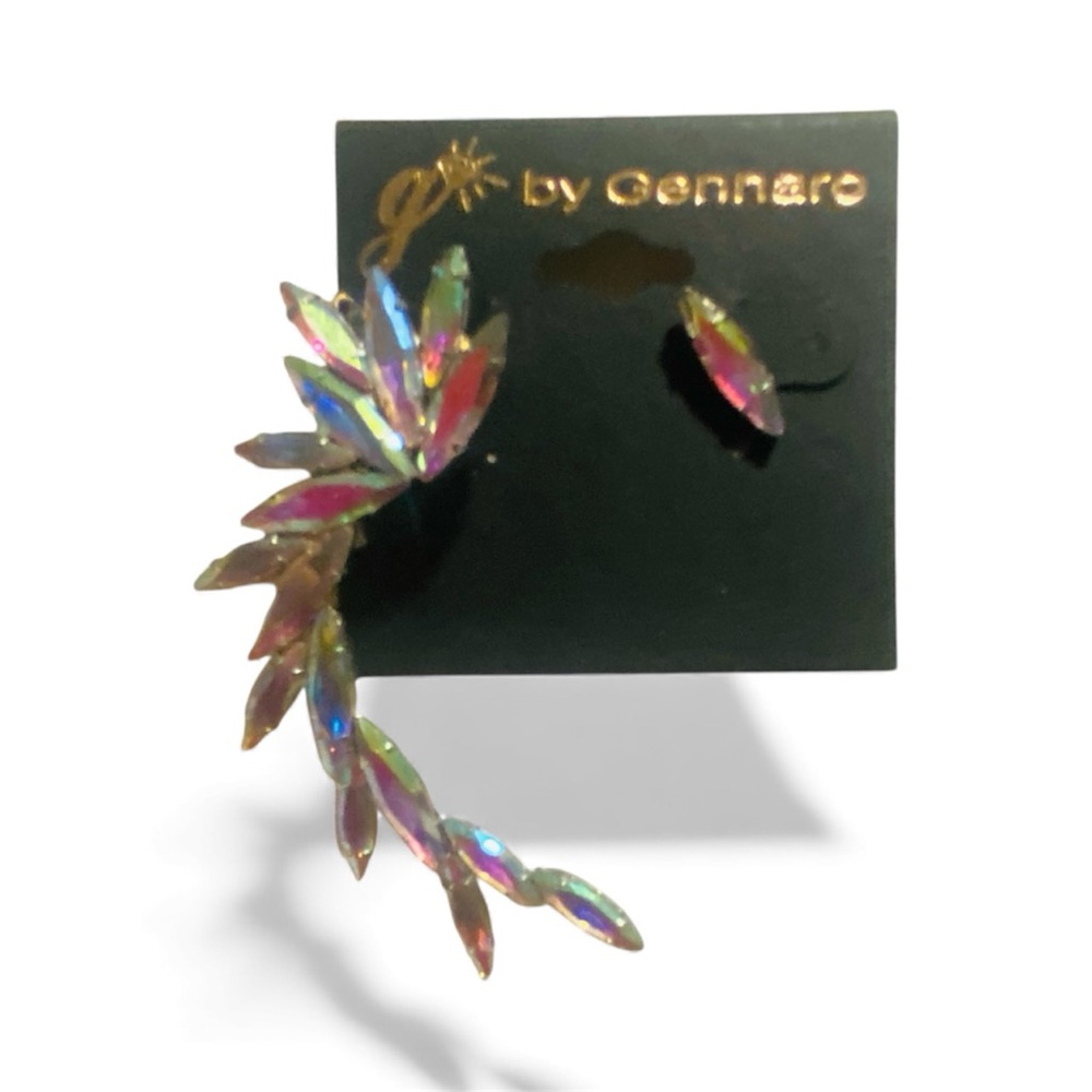 G. by Gennaro Iridescent Feather Full Rhinestone Ear Cuff
Asymmetric Set - Picture 3 of 4
